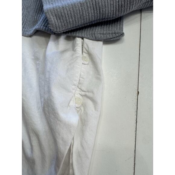 ZARA TRAFALUC COLLECTION GRAY & WHITE LAYERED TOP ZIPPER Mock NECK SMALL - Picture 2 of 7